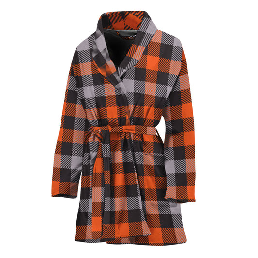 Halloween Buffalo Plaid Print Women's Bathrobe