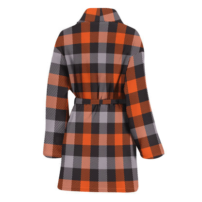 Halloween Buffalo Plaid Print Women's Bathrobe