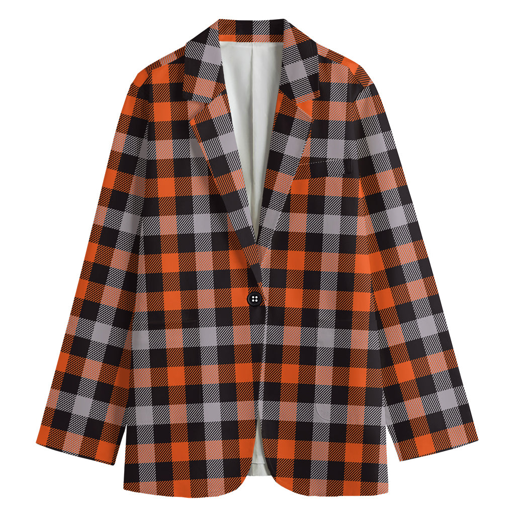Halloween Buffalo Plaid Print Women's Blazer