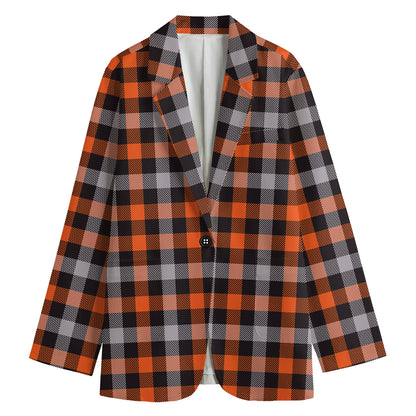 Halloween Buffalo Plaid Print Women's Blazer