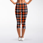 Halloween Buffalo Plaid Print Women's Capri Leggings