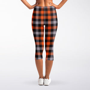 Halloween Buffalo Plaid Print Women's Capri Leggings