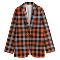 Halloween Buffalo Plaid Print Women's Cotton Blazer