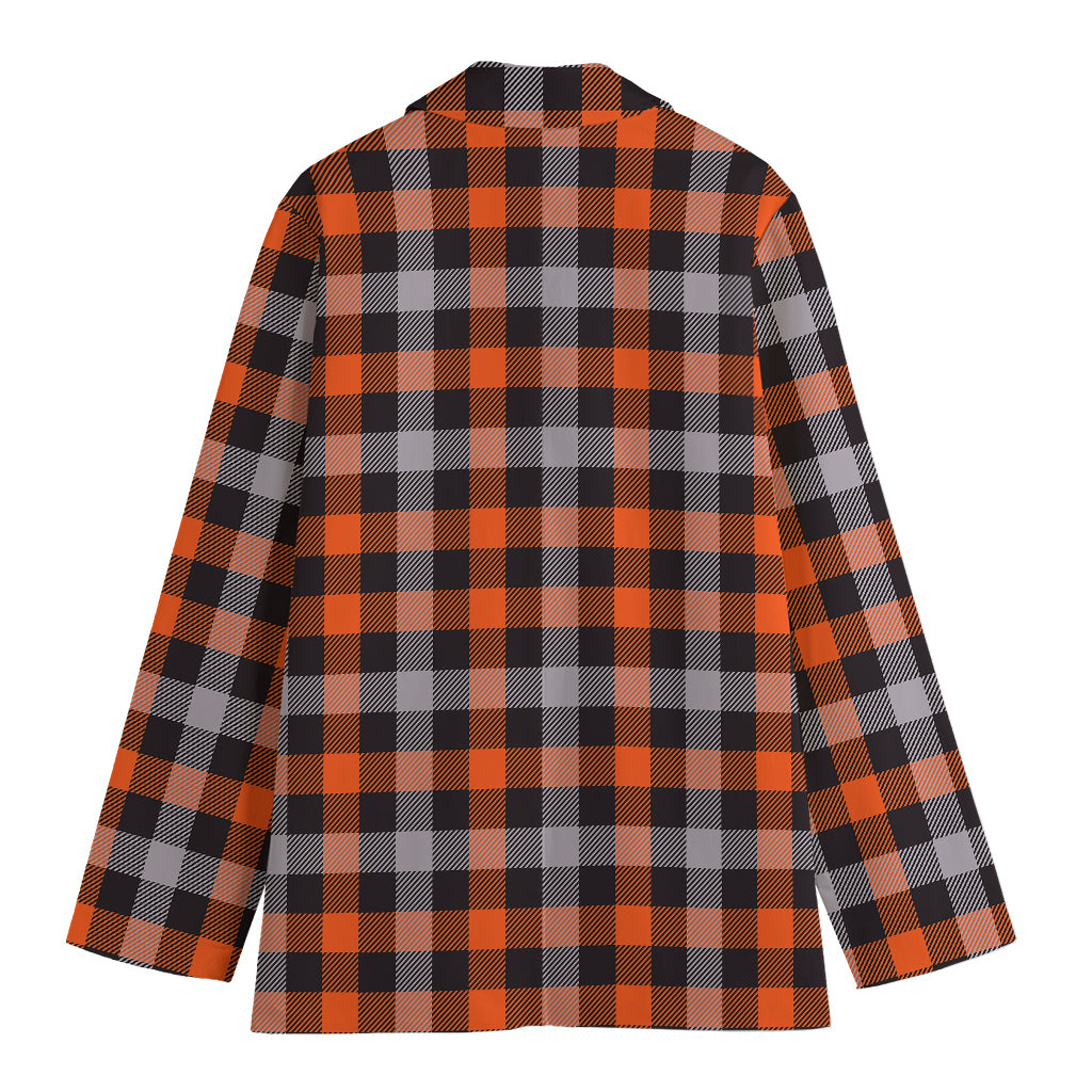 Halloween Buffalo Plaid Print Women's Cotton Blazer