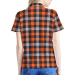 Halloween Buffalo Plaid Print Women's Polo Shirt