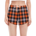 Halloween Buffalo Plaid Print Women's Split Running Shorts