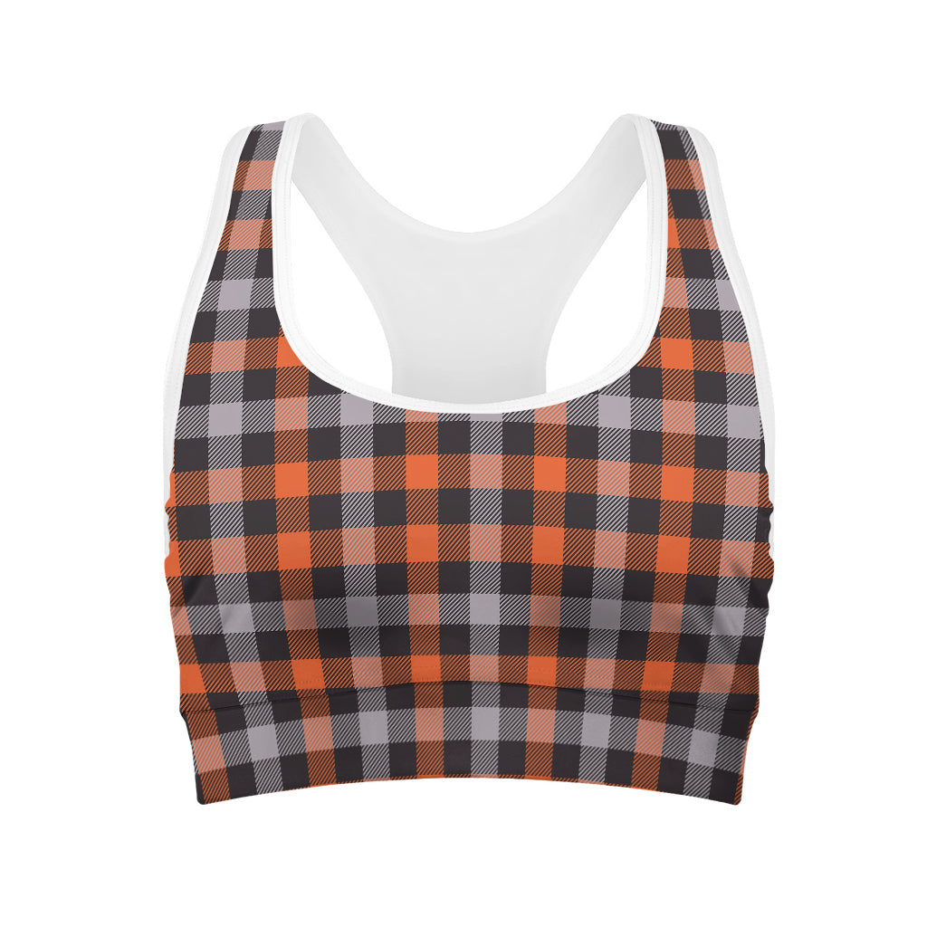 Halloween Buffalo Plaid Print Women's Sports Bra