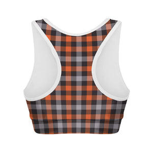 Halloween Buffalo Plaid Print Women's Sports Bra