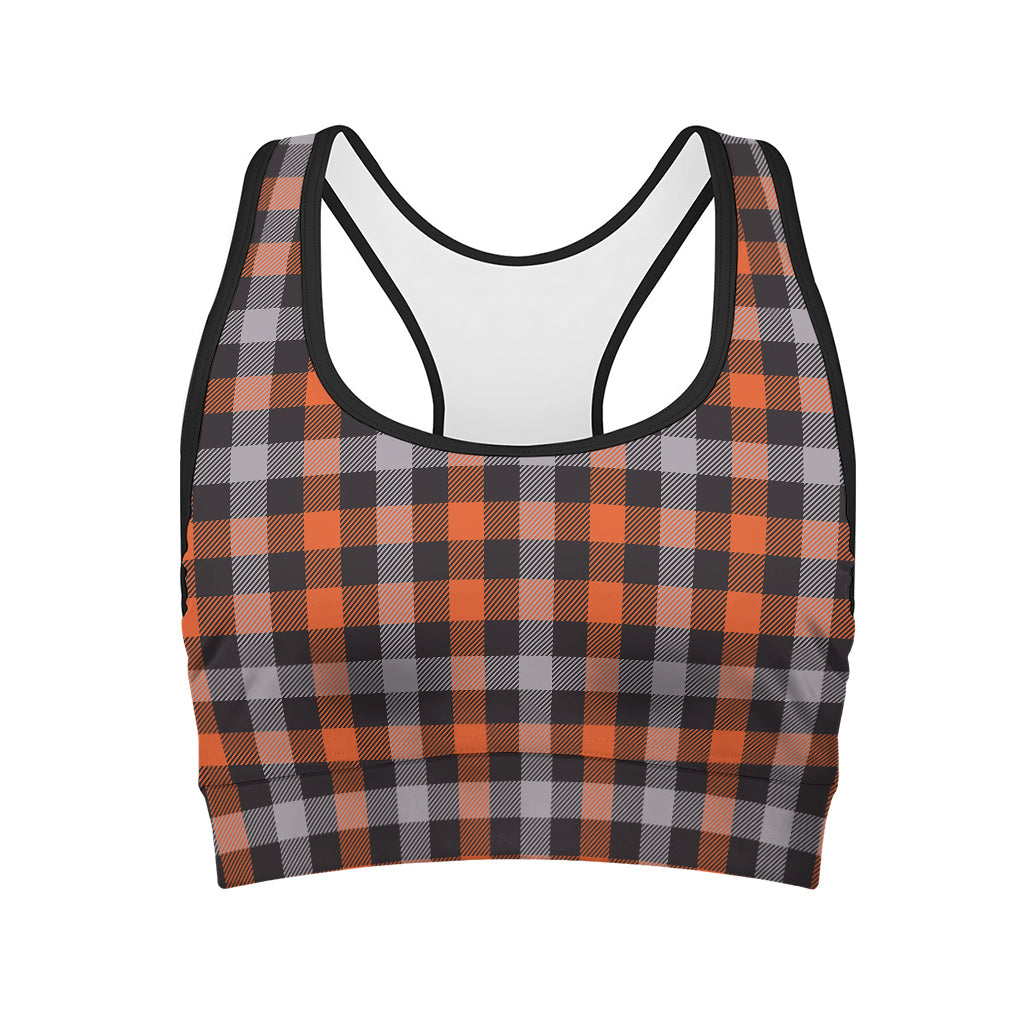 Halloween Buffalo Plaid Print Women's Sports Bra