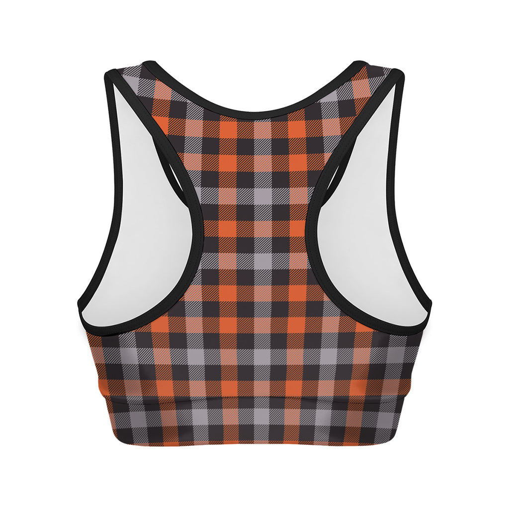 Halloween Buffalo Plaid Print Women's Sports Bra