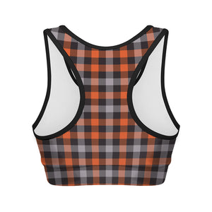 Halloween Buffalo Plaid Print Women's Sports Bra