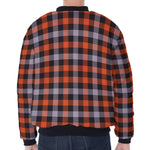 Halloween Buffalo Plaid Print Zip Sleeve Bomber Jacket