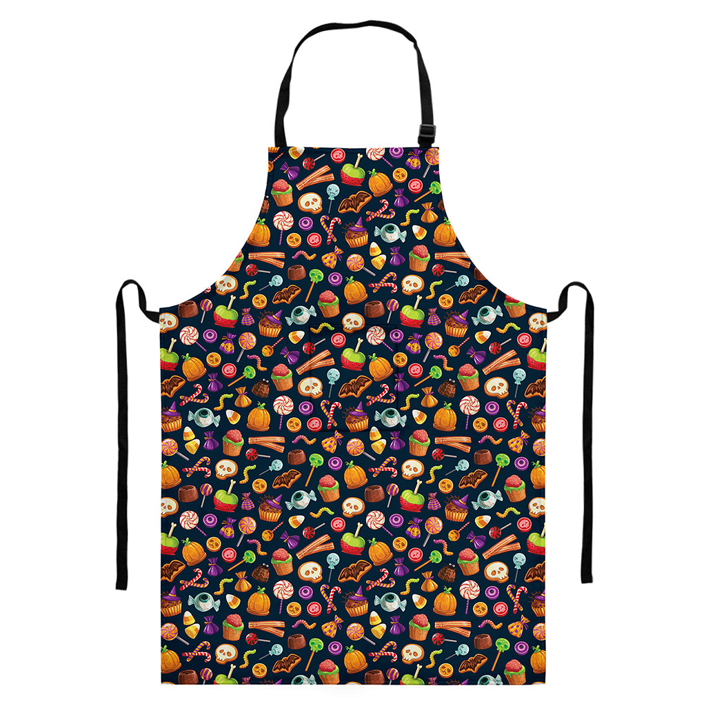 Halloween Candy Pattern Print Bib Apron With Pocket