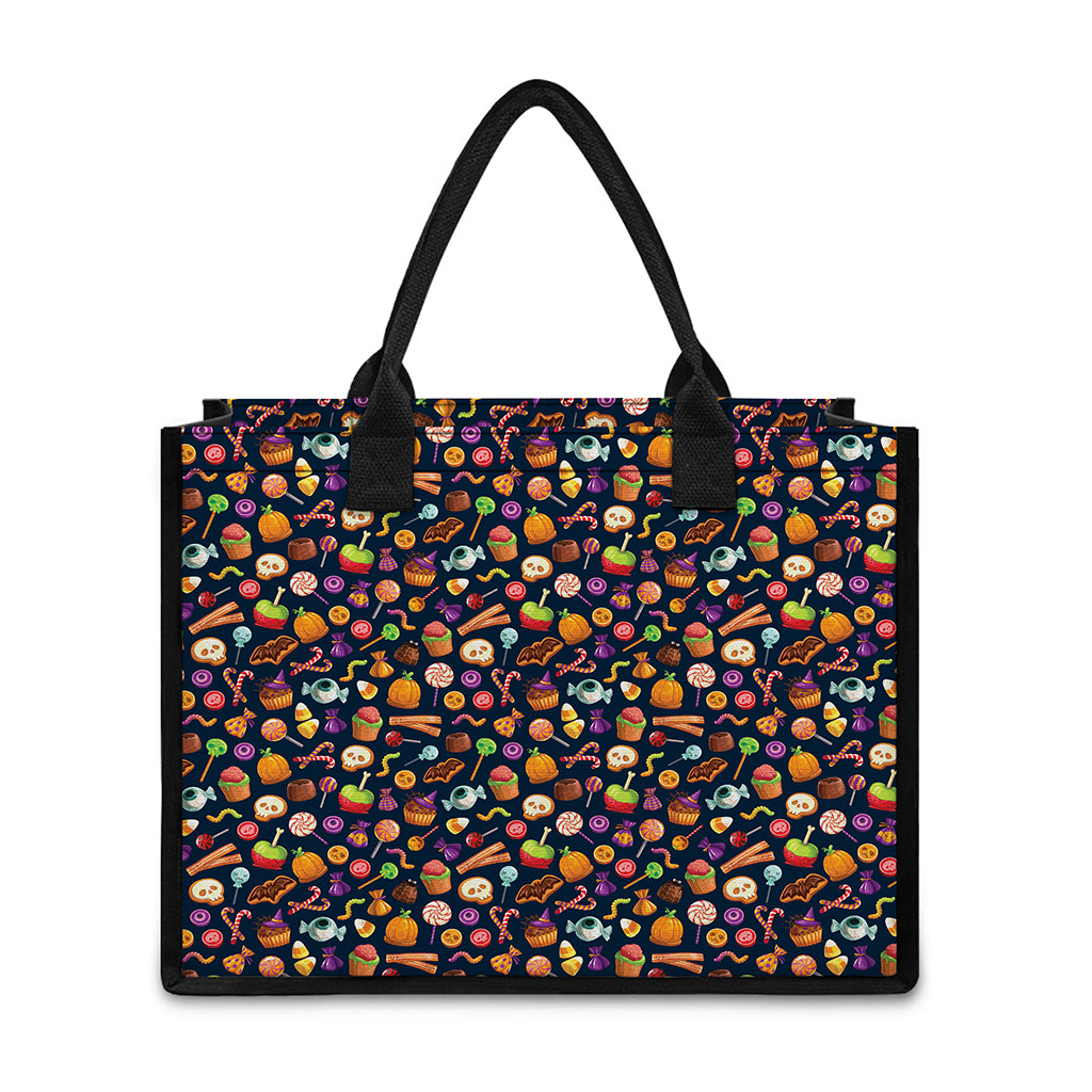 Halloween Candy Pattern Print Canvas Tote Bag