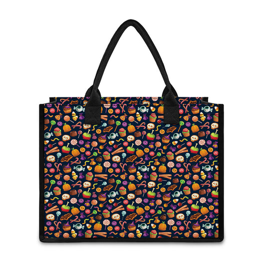 Halloween Candy Pattern Print Canvas Tote Bag
