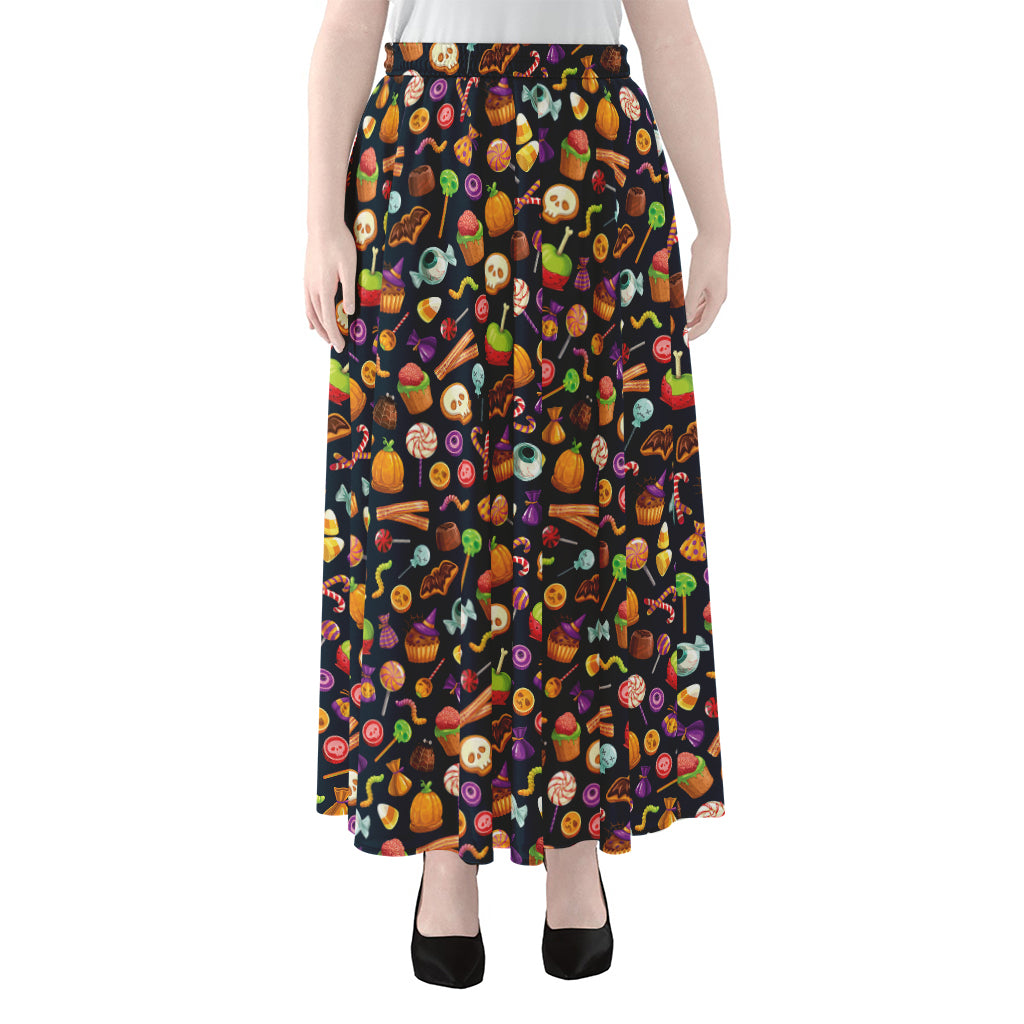 Halloween Candy Pattern Print Chiffon Maxi Skirt