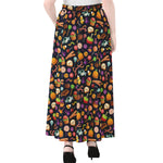 Halloween Candy Pattern Print Chiffon Maxi Skirt