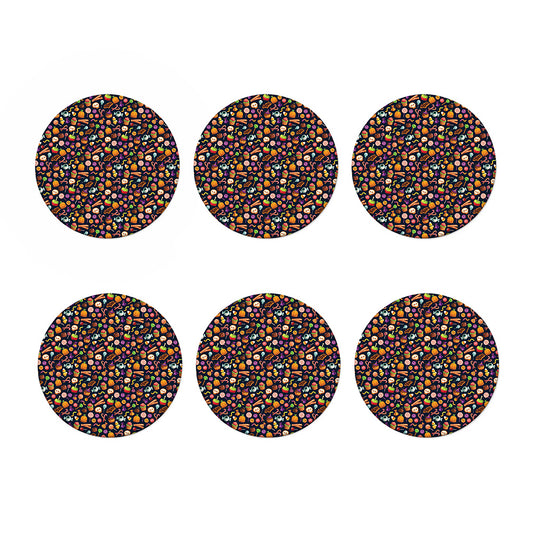 Halloween Candy Pattern Print Coaster Set
