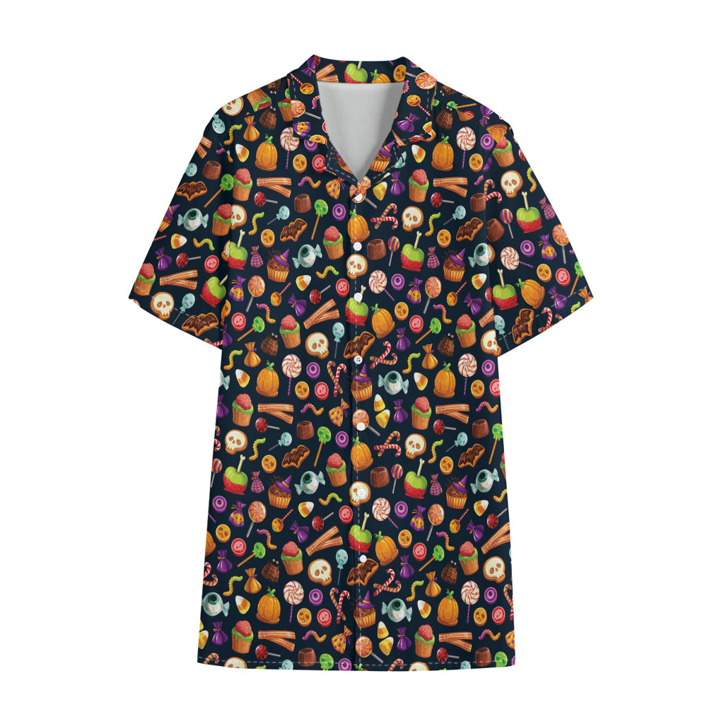 Halloween Candy Pattern Print Cotton Hawaiian Shirt