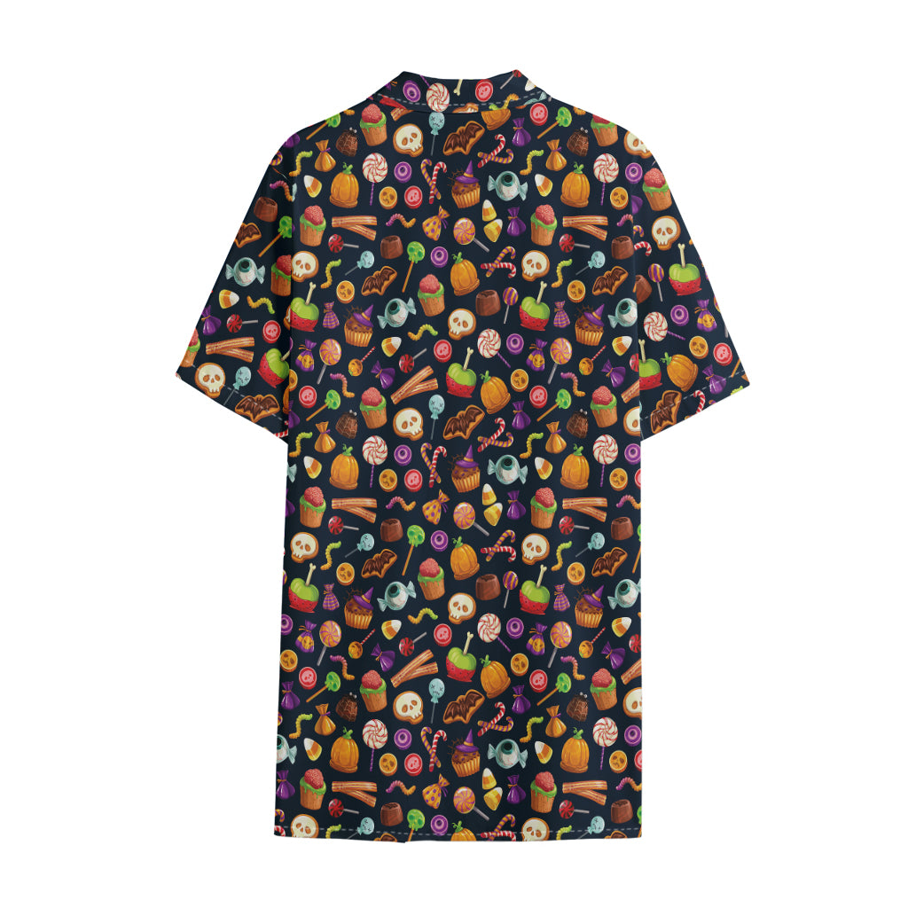Halloween Candy Pattern Print Cotton Hawaiian Shirt