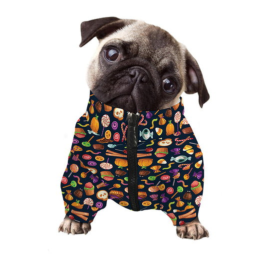 Halloween Candy Pattern Print Dog Zip Up Jacket