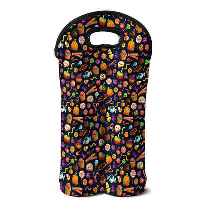 Halloween Candy Pattern Print Double Neoprene Wine Tote
