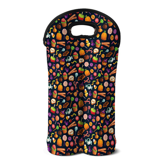 Halloween Candy Pattern Print Double Neoprene Wine Tote