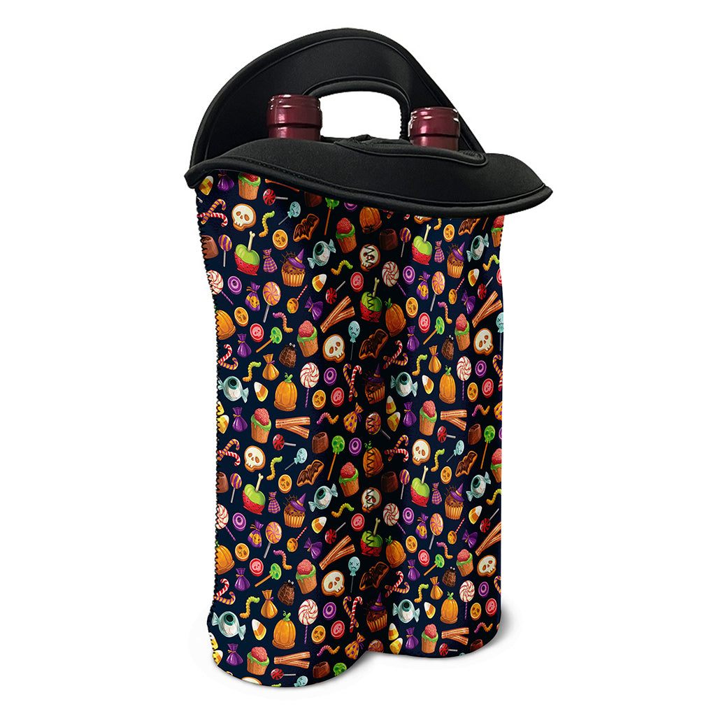 Halloween Candy Pattern Print Double Neoprene Wine Tote