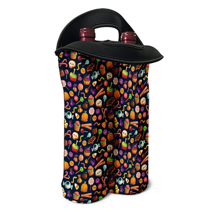 Halloween Candy Pattern Print Double Neoprene Wine Tote
