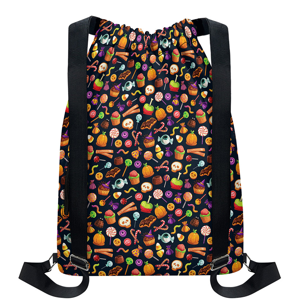 Halloween Candy Pattern Print Drawstring Backpack