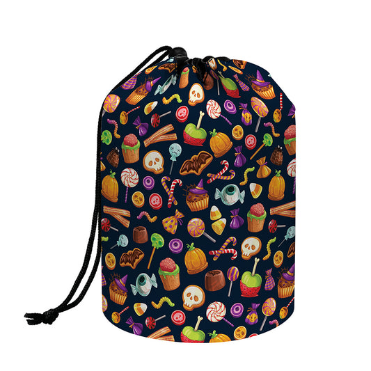 Halloween Candy Pattern Print Drawstring Makeup Bag