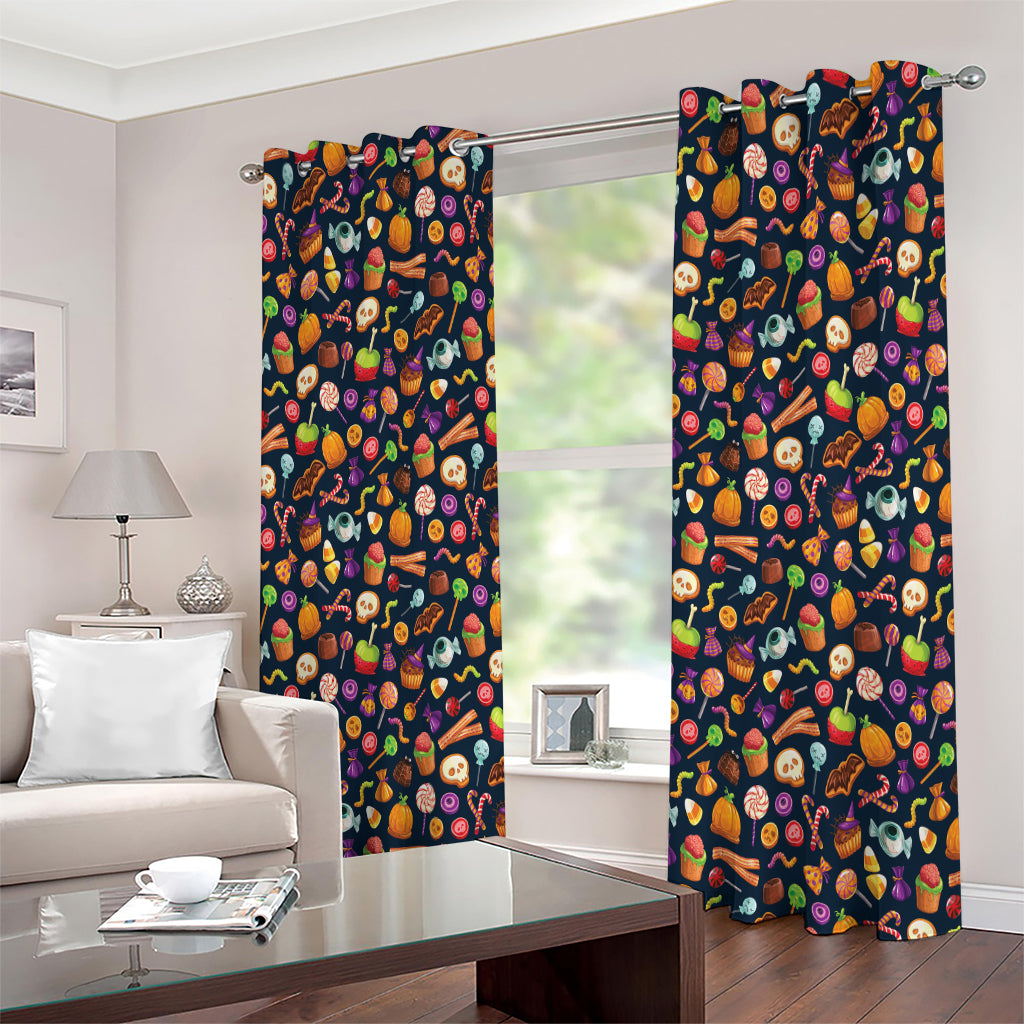 Halloween Candy Pattern Print Extra Wide Grommet Curtains