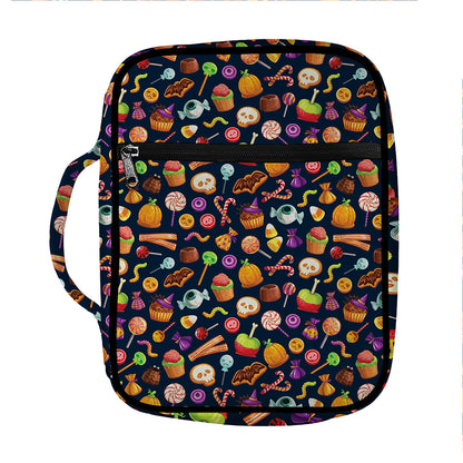 Halloween Candy Pattern Print Front Pocket Bible Bag