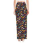 Halloween Candy Pattern Print High Slit Maxi Skirt