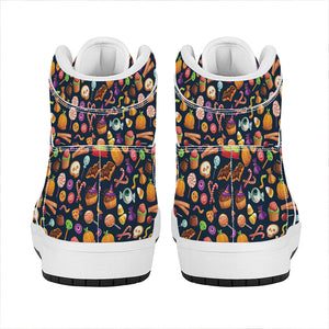 Halloween Candy Pattern Print High Top Leather Sneakers