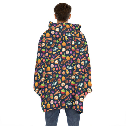 Halloween Candy Pattern Print Hoodie Blanket