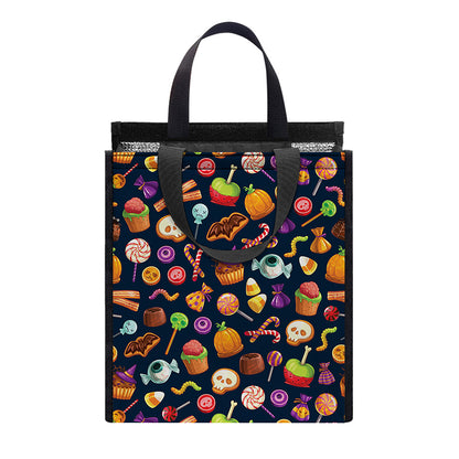 Halloween Candy Pattern Print Insulated Lunch Tote