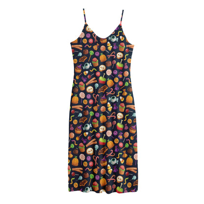 Halloween Candy Pattern Print Jersey Midi Cami Dress