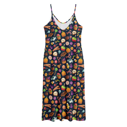 Halloween Candy Pattern Print Jersey Midi Cami Dress