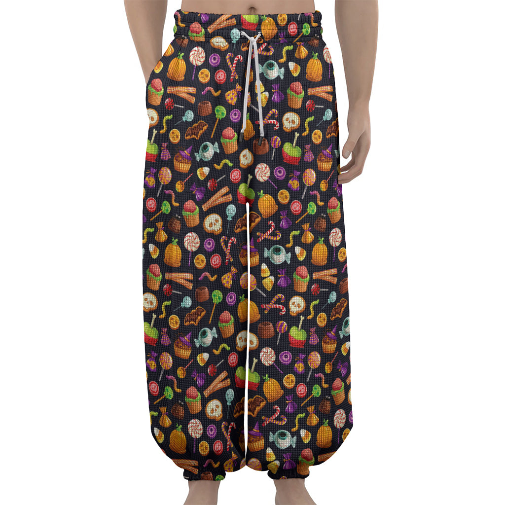 Halloween Candy Pattern Print Lantern Pants