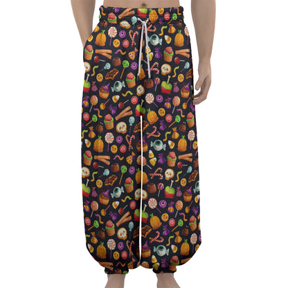 Halloween Candy Pattern Print Lantern Pants
