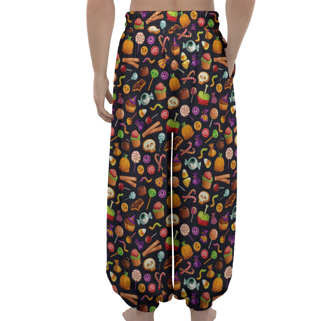 Halloween Candy Pattern Print Lantern Pants