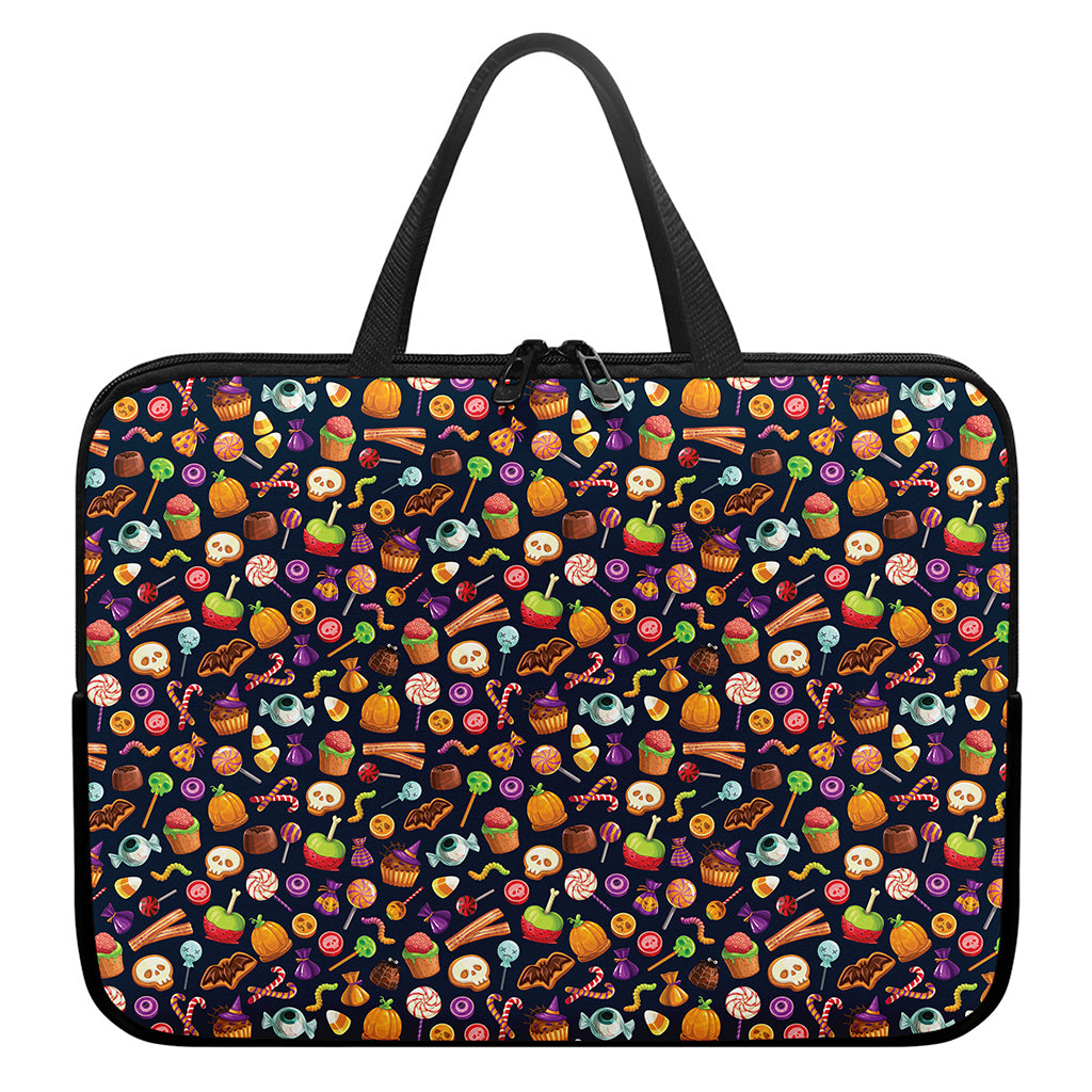 Halloween Candy Pattern Print Laptop Sleeve With Handle