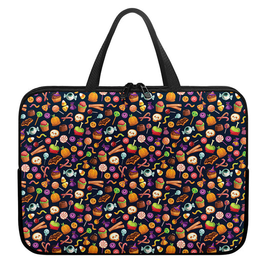Halloween Candy Pattern Print Laptop Sleeve With Handle
