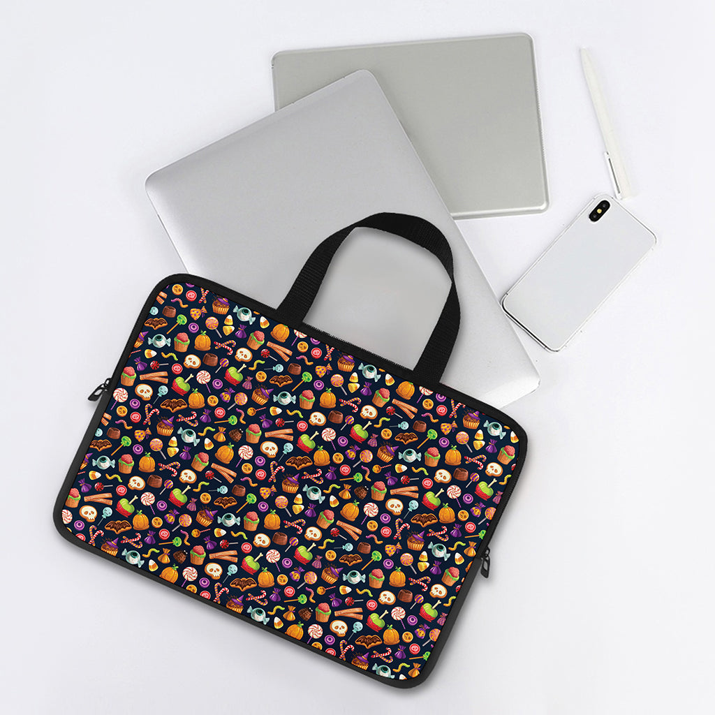 Halloween Candy Pattern Print Laptop Sleeve With Handle