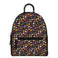 Halloween Candy Pattern Print Leather Backpack