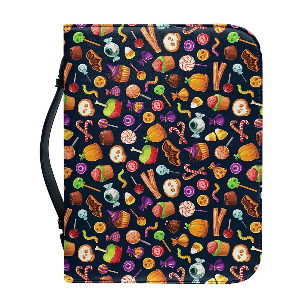 Halloween Candy Pattern Print Leather Bible Cover