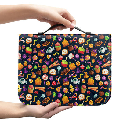 Halloween Candy Pattern Print Leather Bible Cover