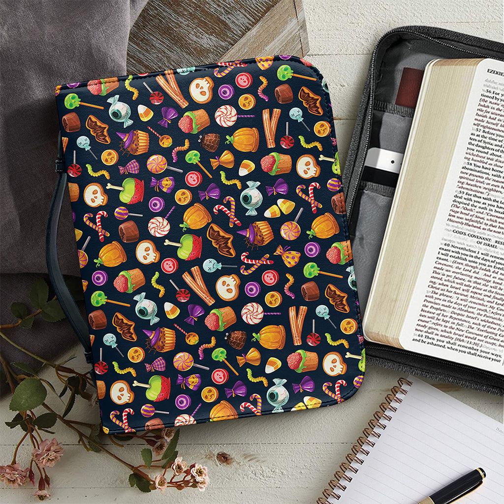 Halloween Candy Pattern Print Leather Bible Cover