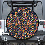 Halloween Candy Pattern Print Leather Spare Tire Cover